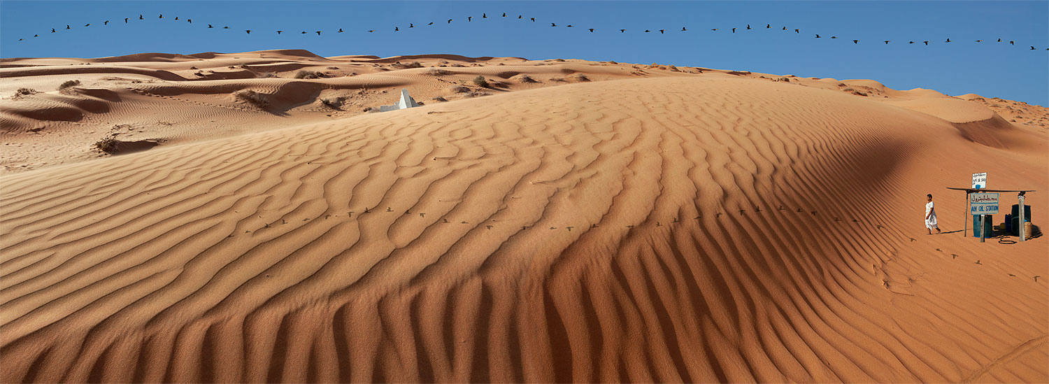 " At least there's Oil in the desert " edition of 10 112 x 47cms edition of 10 . an Imagined place by Artist photographer Nicholas Gentilli